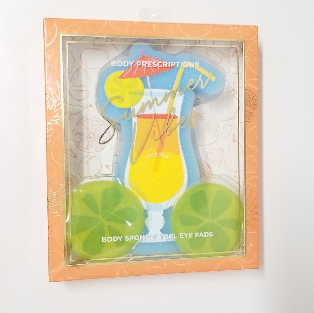 Body Prescription Summer Vibes Body Sponge & Gel Eye Pad Boxed Set NWT